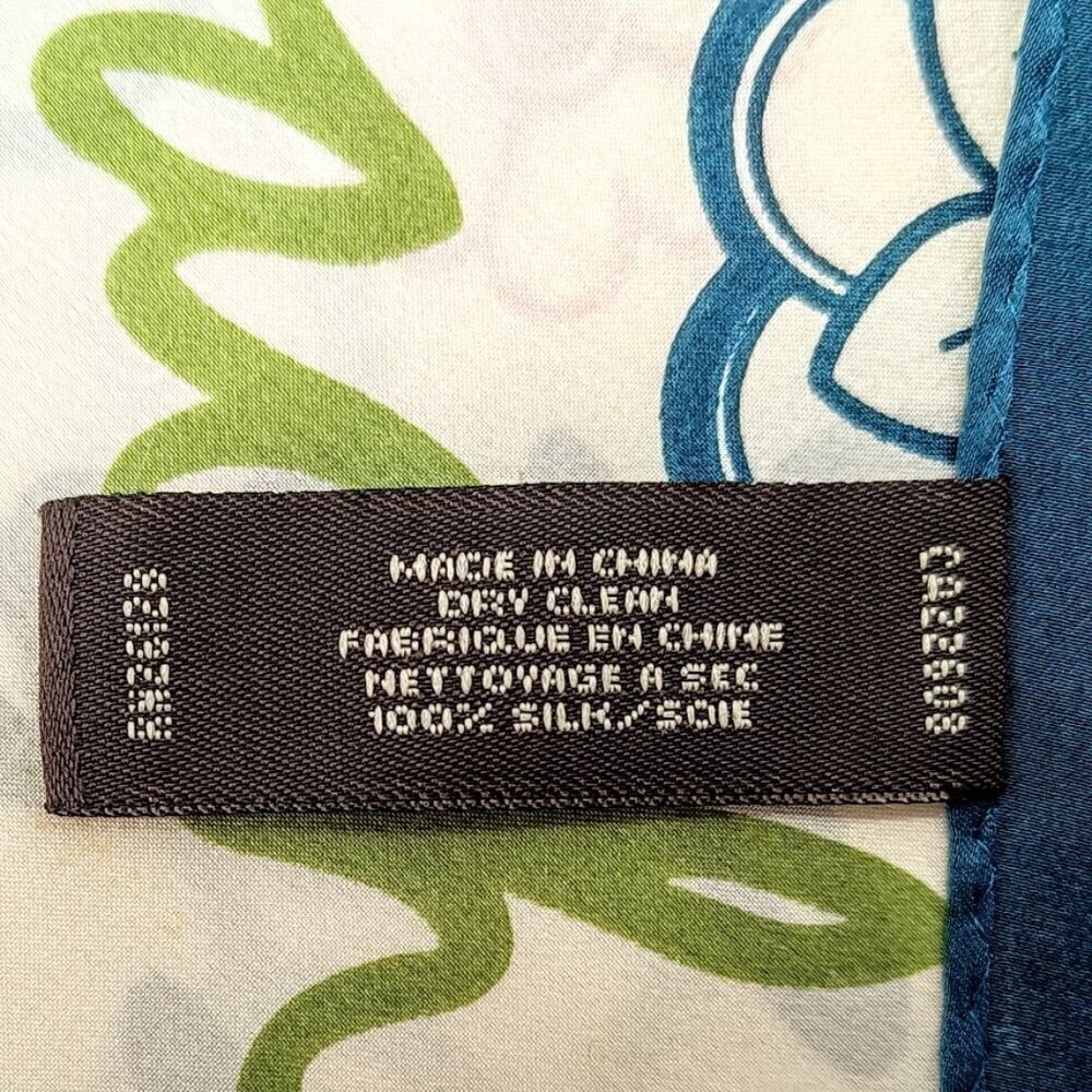 Coach Teal Border Signature Print Silk Oblong Scarf - Picture 7 of 7